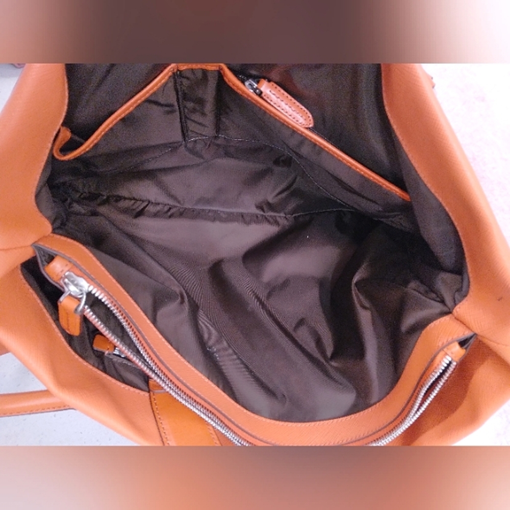 Tumi Orange Leather Tote Shoulder Bag - Picture 13 of 14